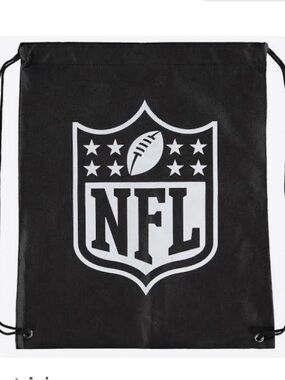 NWOT NFL Logo Cinch Sack Drawstring Bag Gym Bag Backpack Black with White Logo